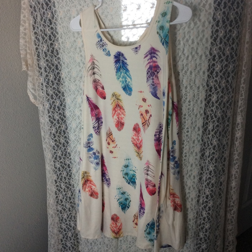 Large Watercolor Feather Print dress